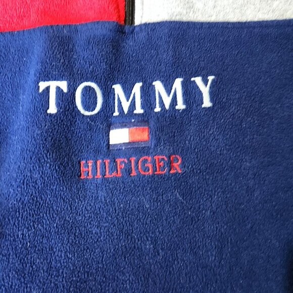 Tommy Hilfiger Fleece Sweater 1/4 Zip Colorblock Blue Red Grey Pullover - Picture 5 of 10